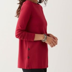 J Jill Ponte Knit Tunic Top 3X Wine Long Sleeve